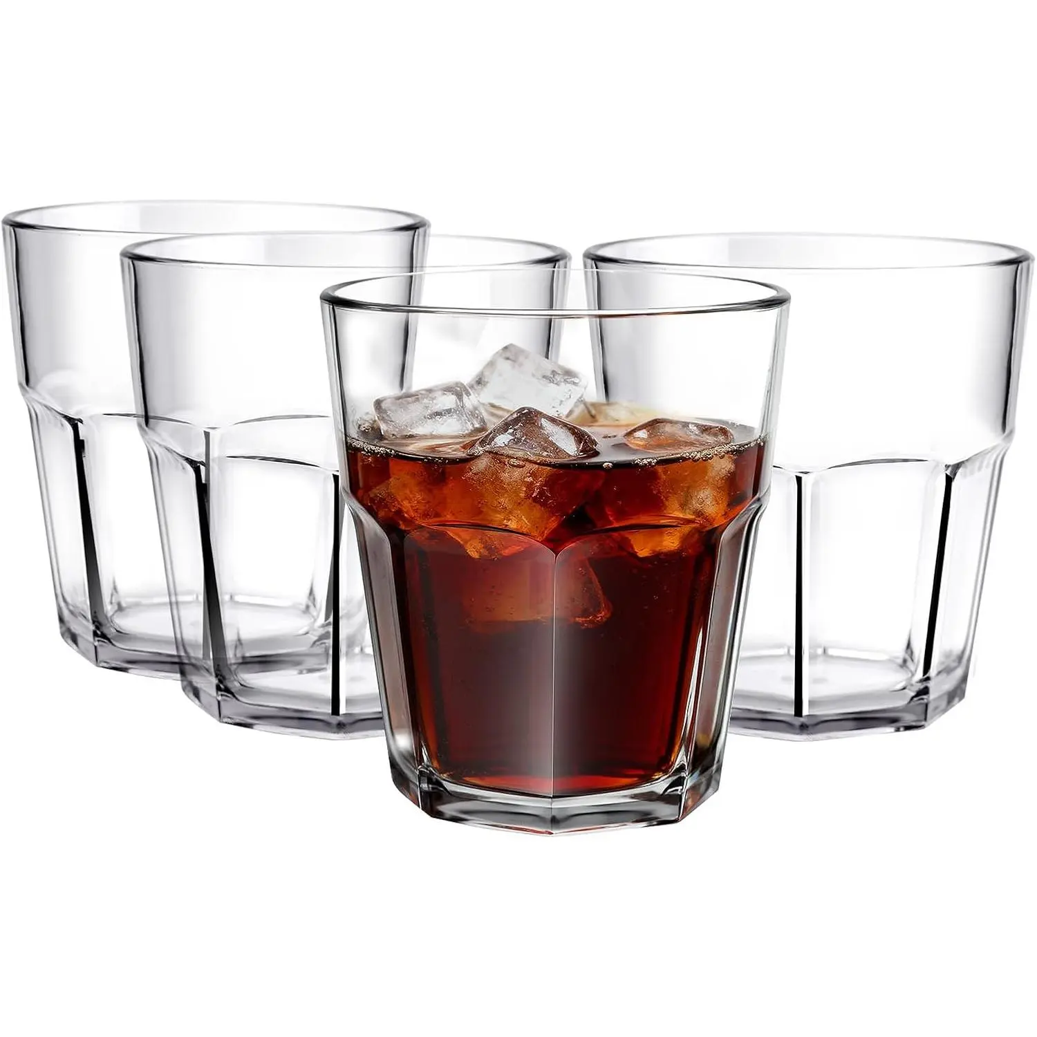 Plastic Drinking Glasses Shatterproof Set of 4, 9oz Unbreakable Tritan Tumblers,  & Dishwasher Safe, -Friendly for Juice and Beverages