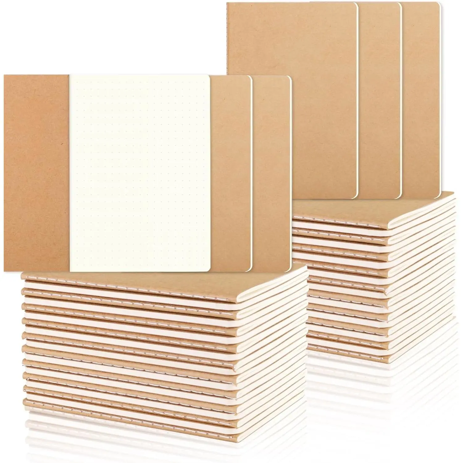 Bulk Pack 48 A6 Wire-Bound Dot Grid Writing Notebooks, Pocket-Sized Modern Paper Journal with Cover, Flat Open, 30 Sheets/60 Pages