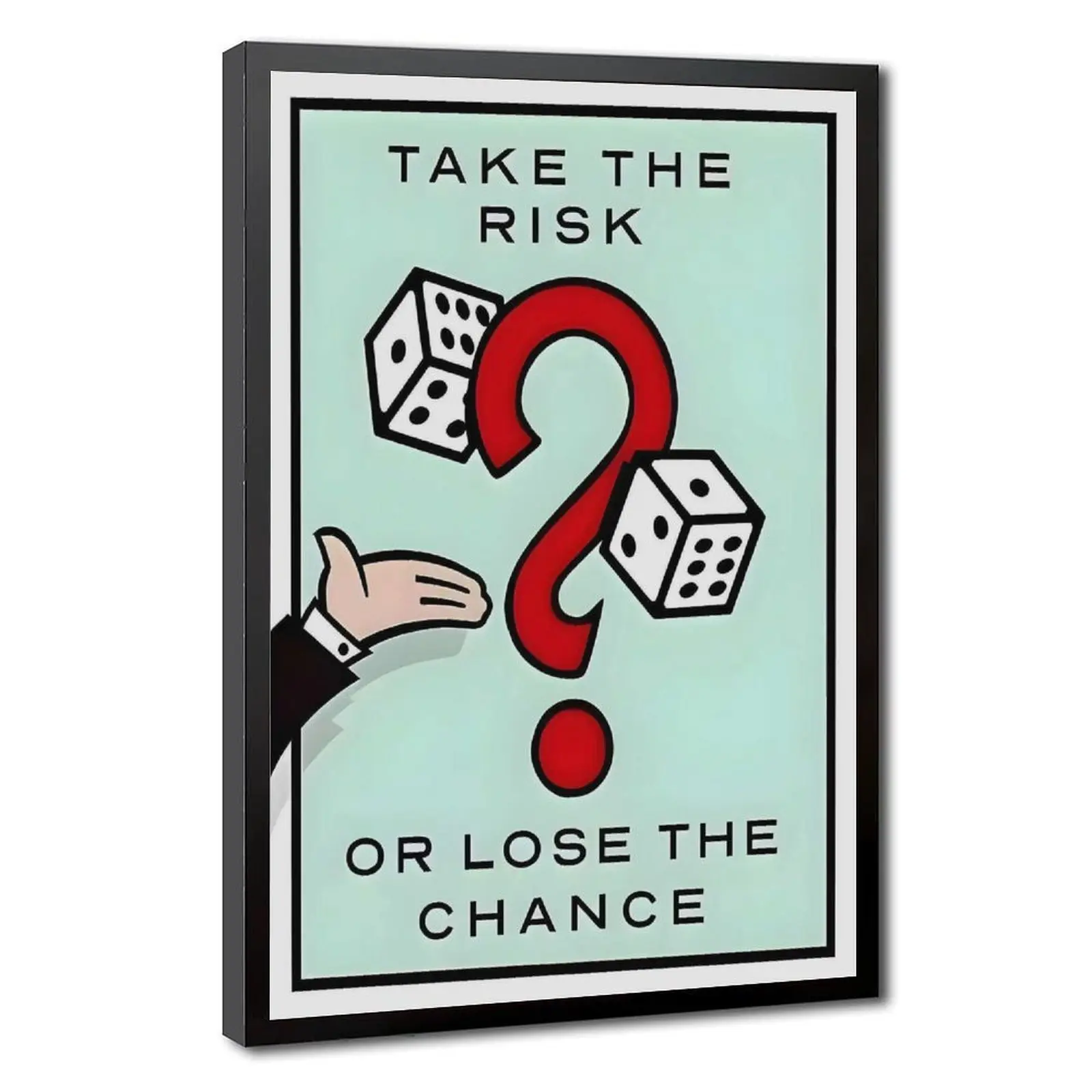 Motivational Canvas Graffiti  Wall Art Print "Take The Risk Or Lose The Chance" Classic Monopoly Wealth Mindset Decorative Painting, Business Wall Poster