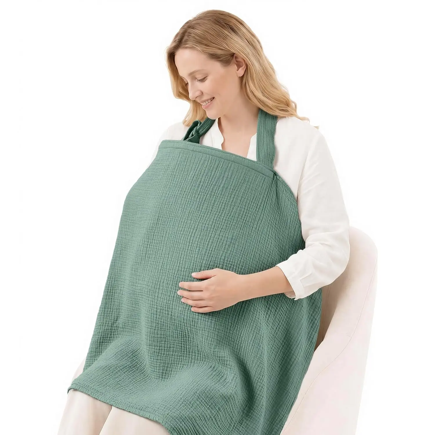 Roman Green New Model Nursing Cover - Breathable Fabric Apron with Arch Neckline for Adult Nursing Mothers