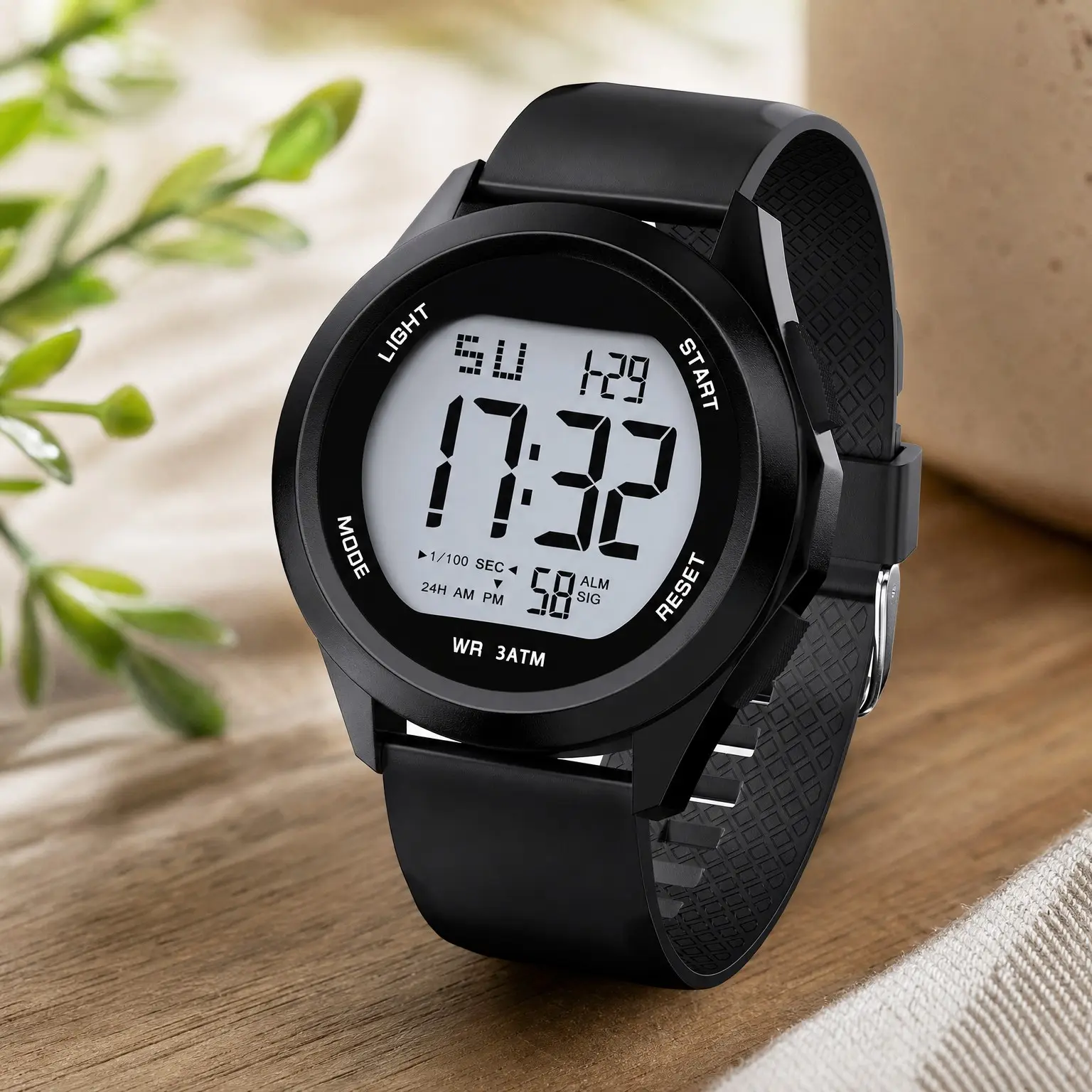 Men's Digital Watch Waterproof LED Light 12/24H Military Style | Large Face, Stopwatch, Alarm, Soft Band, Easy Read, 47mm Case, Swimming, Daily Wear, Ideal Birthday Father's Day GiftGift