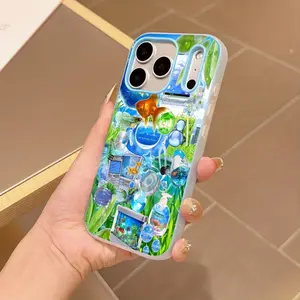 Phone Case - Art Frutiger Aero Fish Case, compatible with Iphone 17, 16E, 16, 15, 14, 13, 12, 11 Pro Max, Air, XR, XS, X, 7, 8 Plus, with soft TPU matte double back cover