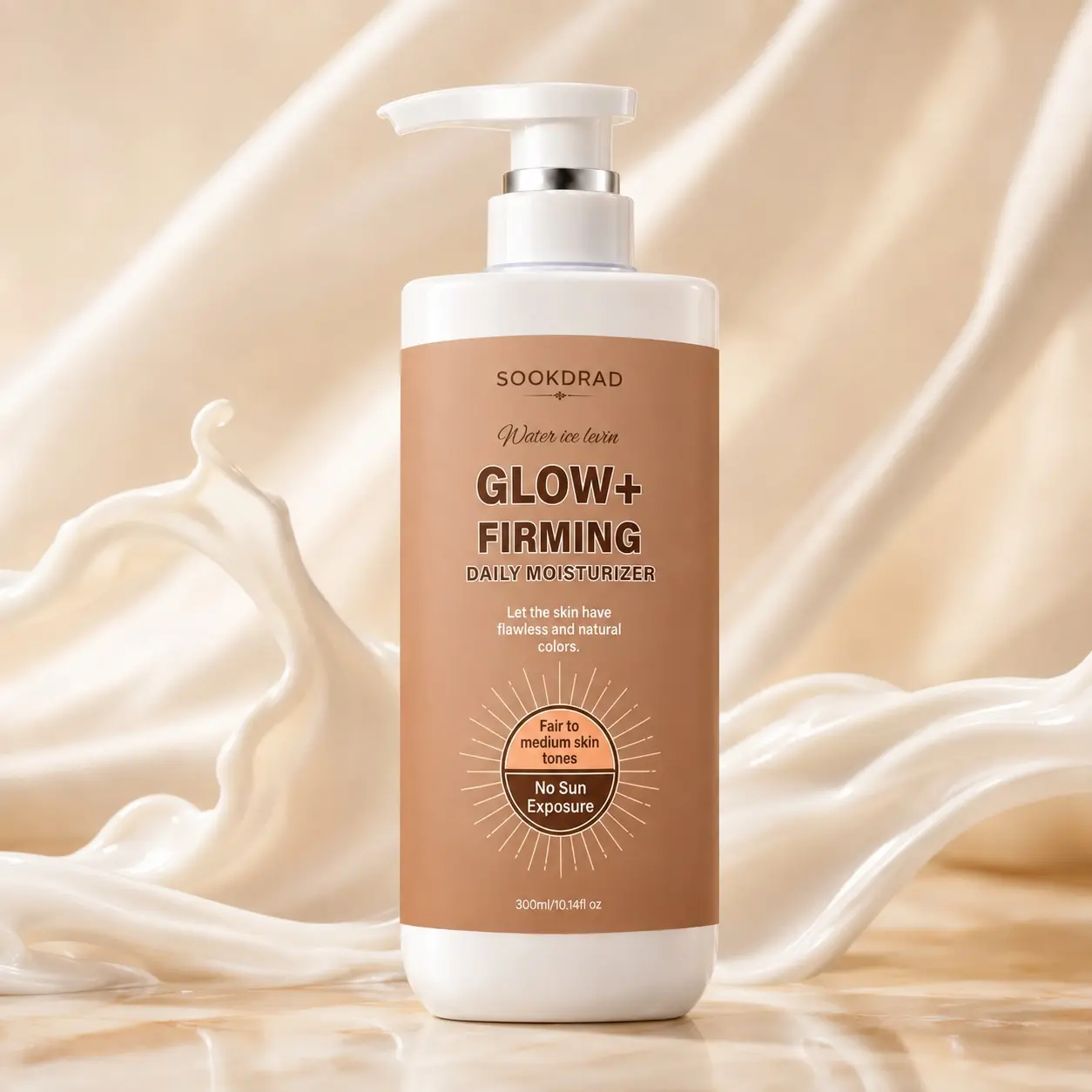 Glow Firming Daily Moisturizer, suitable for fair to medium skin tones, no sun exposure, natural complexion, flawless skin, 300ml/10.14fl oz