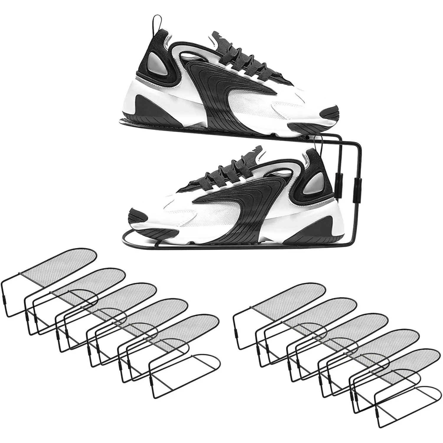 Shoe Slots Organizer 10Pack Metal Shoe Stackers for a Pair of Shoes Display Shelf Shoe Holder Shoe Storage Closet Organizers Shoe Space Saver Organizador de Zapatos Black