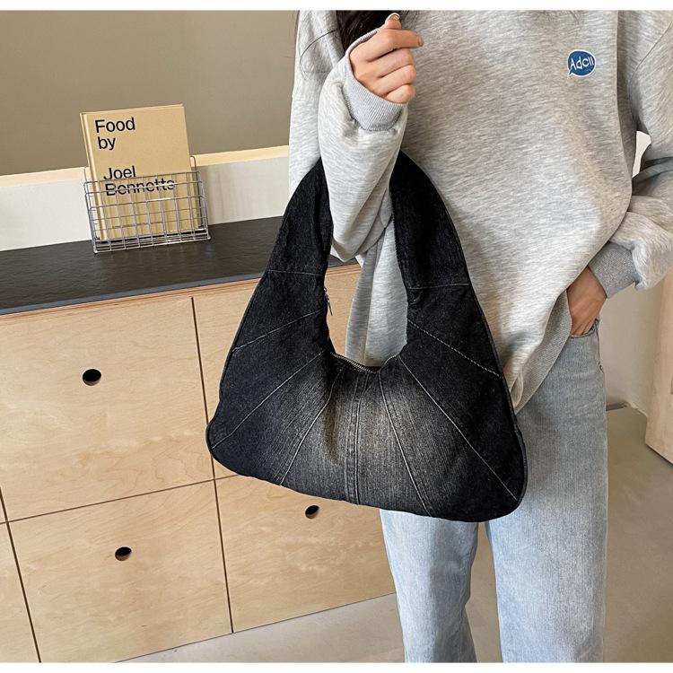 Fashionable Denim Shoulder Bag for Women – New Trendy Design for Cool Girls – Small Casual & Practical Everyday Armhole Bag