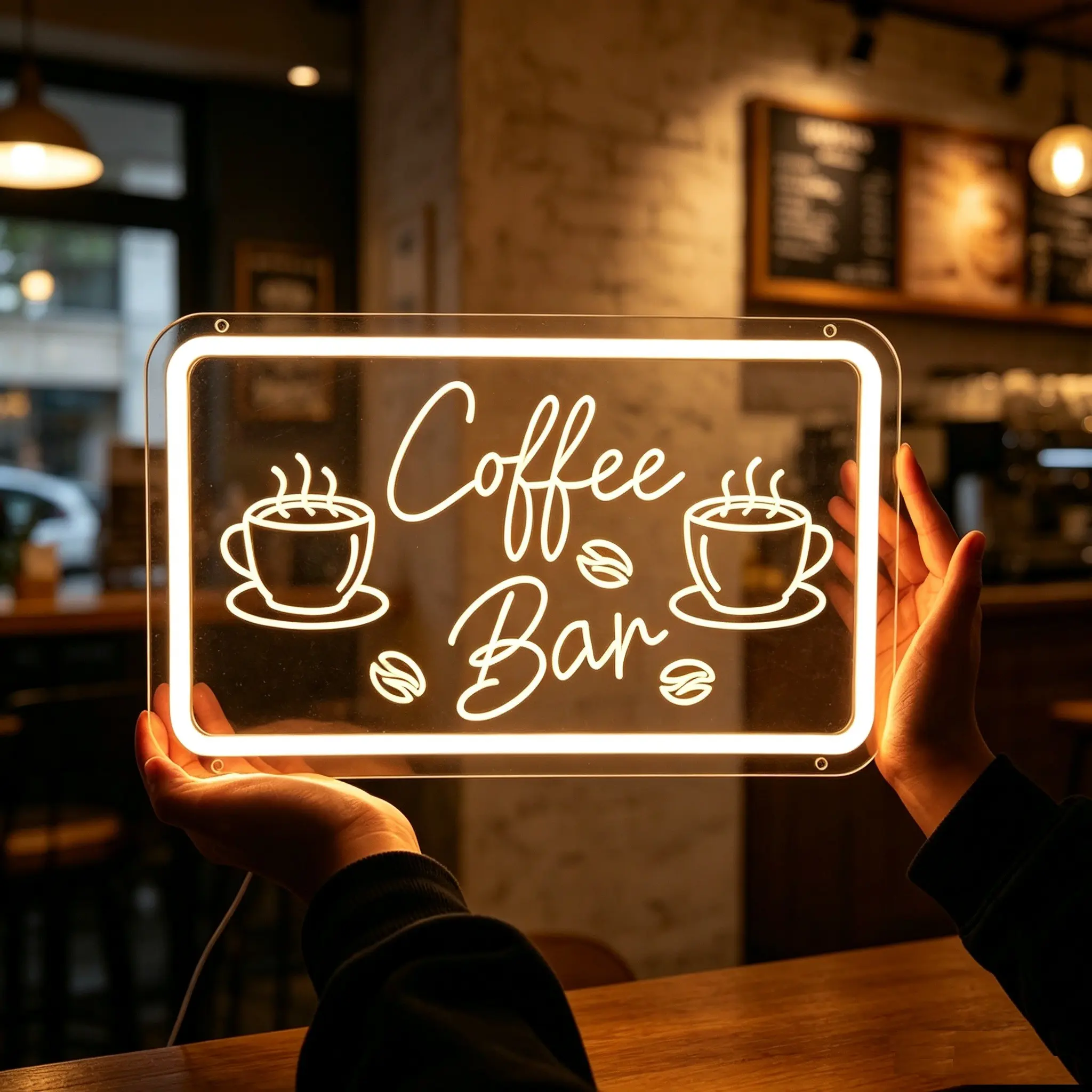 Coffee Bar Neon Light, USB Powered Decorative Lamp, Office Kitchen Party Decoration, 29.5x17.5cm, On/off Switch Included