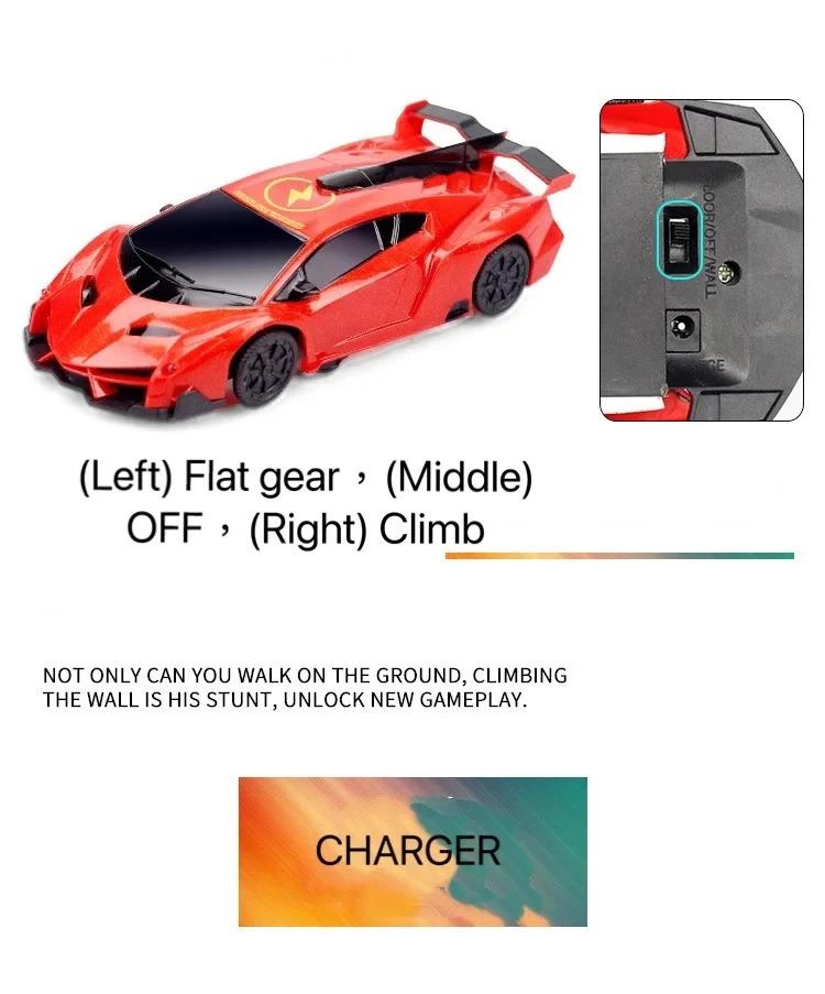 New Wall Climbing Remote Control Car Expert Level Gravity Defying RC Car Christmas Gift for Boys Rechargeable Alloy Cyber-Truck Transformable Mini Forklift Toy Dual-Tire Drift High-Speed LED Off-Road All Terrain 2.4GHz Monster