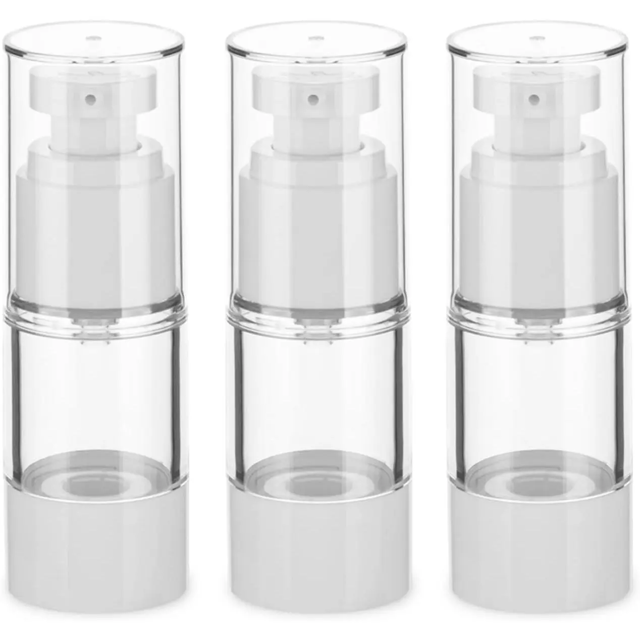 0.5OZ/15ML Clear Airless Pump Bottles, Lotion Dispenser Travel with Pump, Vacuum Plastic Travel Size Lotion Bottle for Foundation, , (3 Pack)
