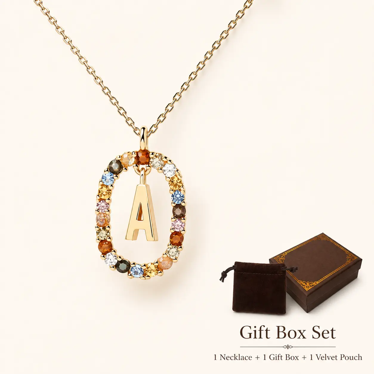 Colorful Crystal Initial Necklace for Women, Gold Tone Letter Pendant Necklace, Multicolor Rhinestone Alphabet Charm, Dainty Personalized Jewelry, Everyday Layering Necklace Gift for Her