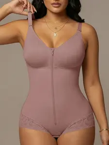 1-Pack Women's Colombian Shapewear Fajas, Underwear Butt Lifting and Tummy Control Bodysuit, High Compression Body Shaper, Solid Color Shapewear with Shoulder Straps and Adjustable Hook-and-Eye Closure, Suitable for Training or Sports