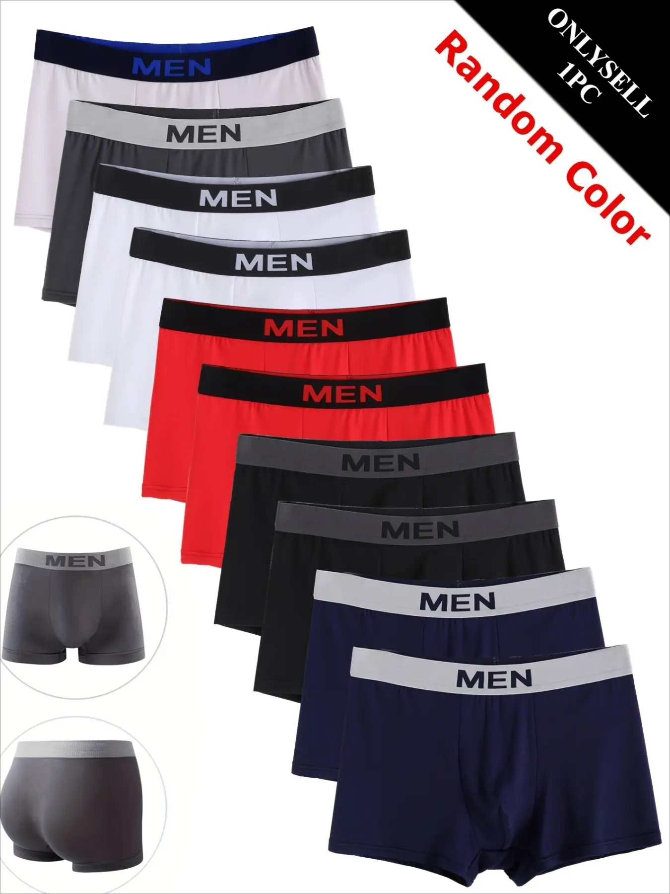 7pcs of Styles Are Randomly Sent 1pc Great‑value pack of men's boxer briefs, soft and breathable everyday underwear set with comfortable fabric Menswear