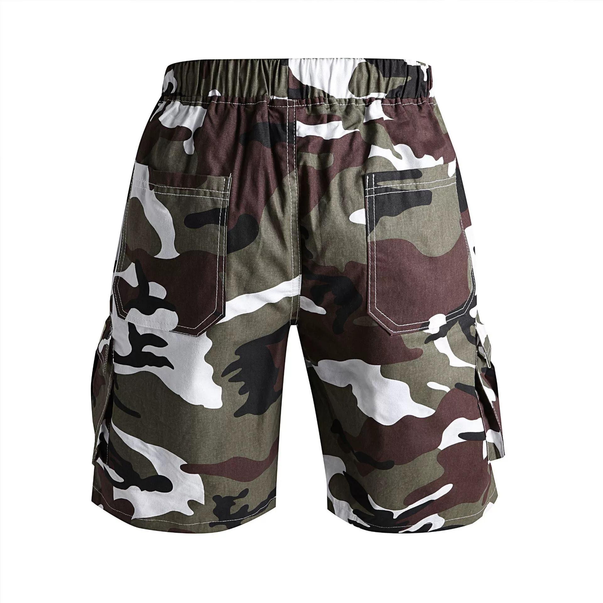Camouflage work shorts for men, 2026 summer thin men's straight pants, loose casual beach pants