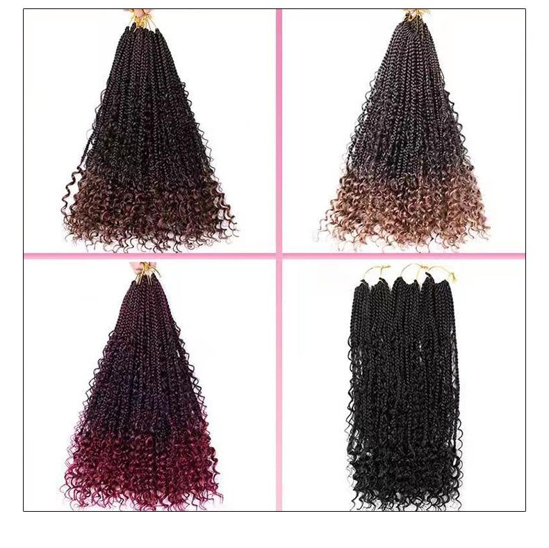 DB- 14" Synthetic Crochet Hair 3 Strand Box Braids Goddess Style Hair Extensions for Women-DB