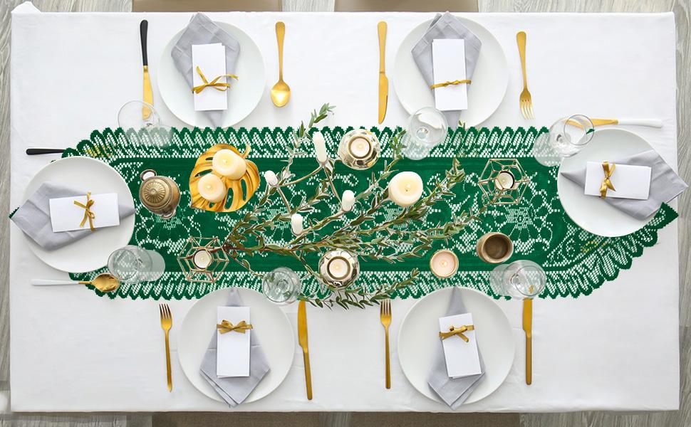 Christmas Red Christmas Runner for Table Lace Lace Laces Runner Dresser Scarf Rectangular Laces Doilies for Christmas Wedding Home Dining Table