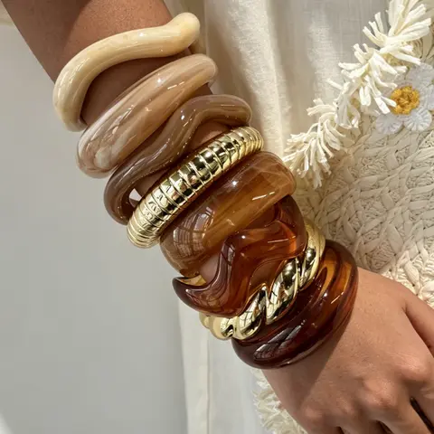 8-Piece Women's Fashion Set, Elegant Chunky Acrylic Bangle Set, Fashionable Chunky Bangles, Casual All-Season Accessory, Perfect for Parties and Daily Wear