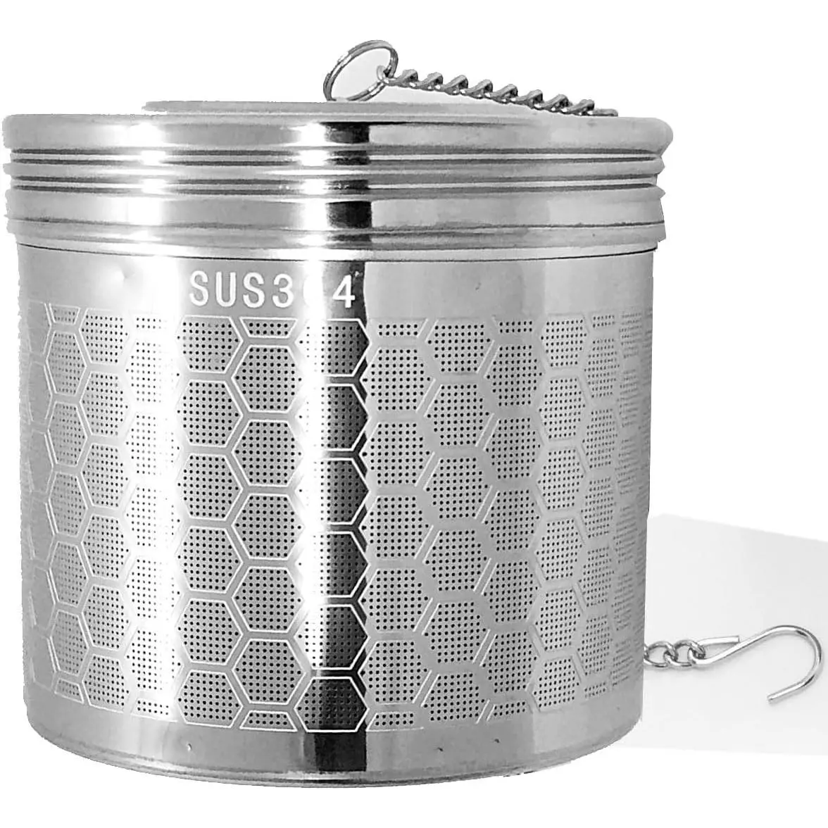 Large Tea Ball Infuser for Loose Leaf Tea & Spice Ball for Cooking Soup, 18/8 304 Stainless Steel, Threaded Lid, Chain Hook, Extra Fine Mesh Tea Strainer for Herb, Iced Tea