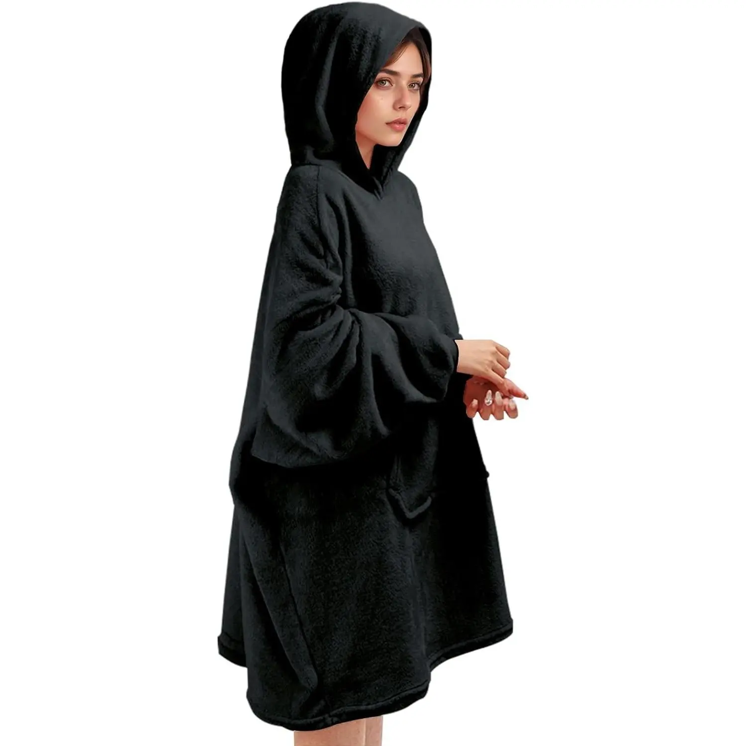 Wearable Blanket Hoodie Gifts for Women Men Oversized Light Flannel Sweatshirt Blanket with Giant Hood Pocket