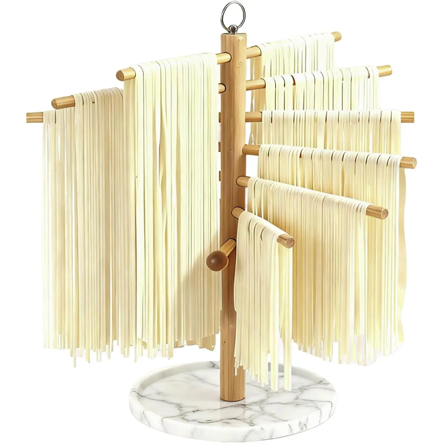 Pasta Drying Rack with Transfer Wand and 7 Bars, Easy to Transfer for Drying Pasta, Special Suspension Design for Large Storage, Easy to Use Pasta Dryer for Cooking