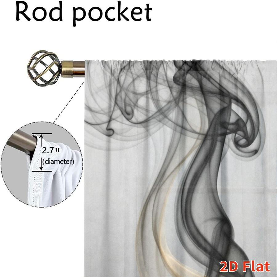 2Pcs Abstract Gold Black Smoke Pattern Sun Blocking Curtains Digital Printed Rod Pocket, Window Treatment For Bedroom Office Kitchen Living Room Study Home Decor