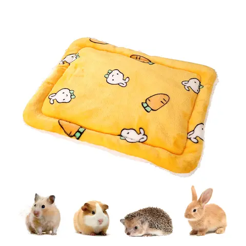 Guinea Pig Bed Carrot Rabbit Beds Hedgehog Bed Hamster Bed Indoor Small Animal Soft Mat, Cute 3 Colours Soft Washable Cartoon Graphic Rat Bed Mat with Cashmere Pellets, Small Pet Animal Bed for Hamster Mice Guinea Pig Bunny Rat, Rodent Bed