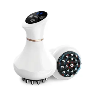 Wireless Rechargeable Electric Meridian Brush, Handheld Vibration Massage Brush with Red Light Warmth, Portable Full Body Relax Tool for Legs Arms Abdomen, Compact White Portable Massager, Ideal Present for Parents & Family