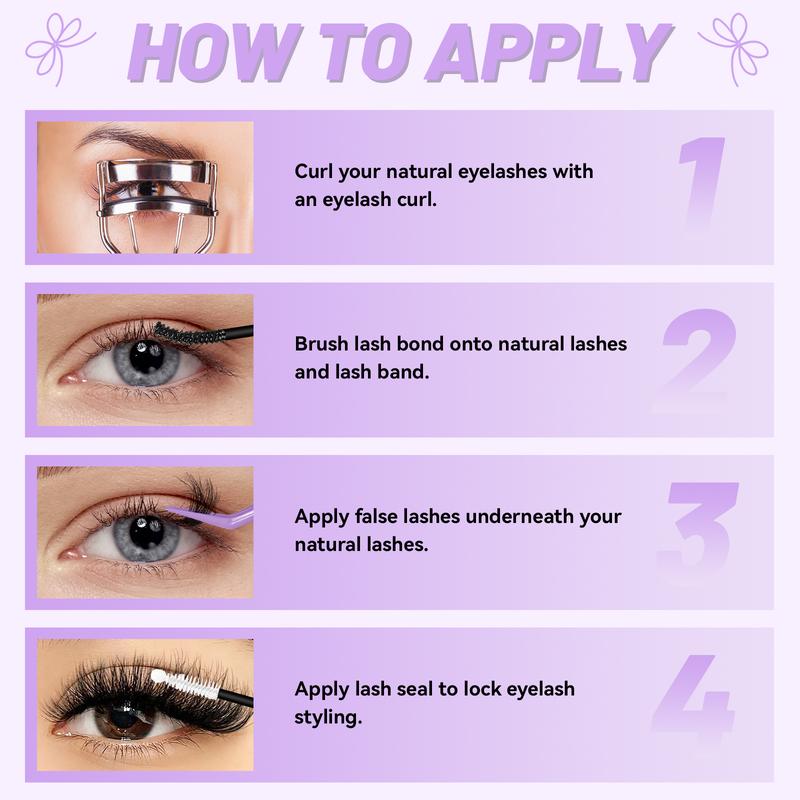 Eyelash Extension Kit, 1 Box Portable Eyelash Makeup Kit, Including Eyelash Glue, Sealer, Remover, Tweezers, Eyelash Curler Protector, Eye Makeup Tool, Cosmetic, DIY Eyelash Extensions