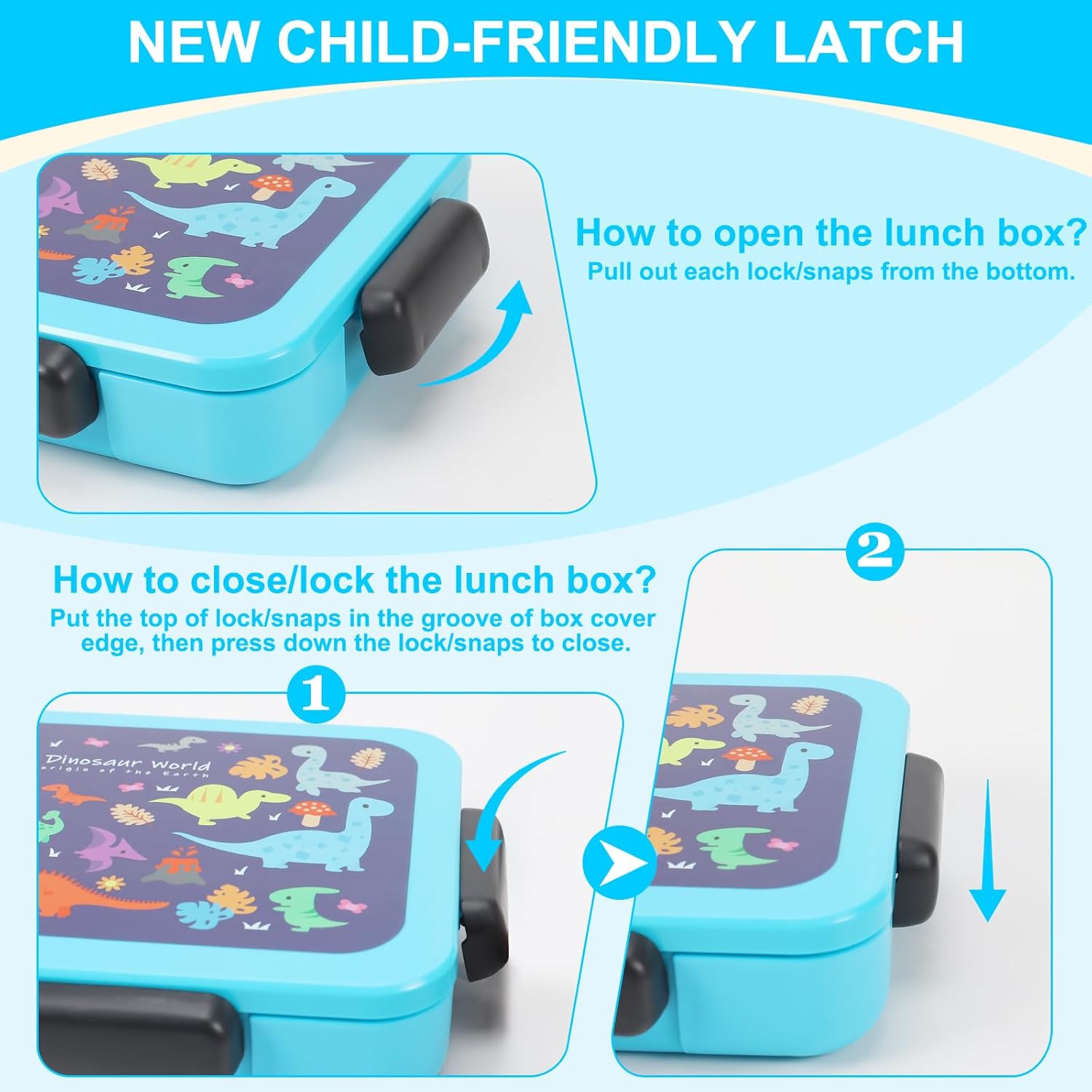 Leakproof Children Lunch Container 5 Compartment Bento Box With Utensils Microwave Safe Dishwasher Safe BPA Free Durable Portable Lunch Box For Kids School Travel Camping Picnic Outdoor Daily Meal Prep