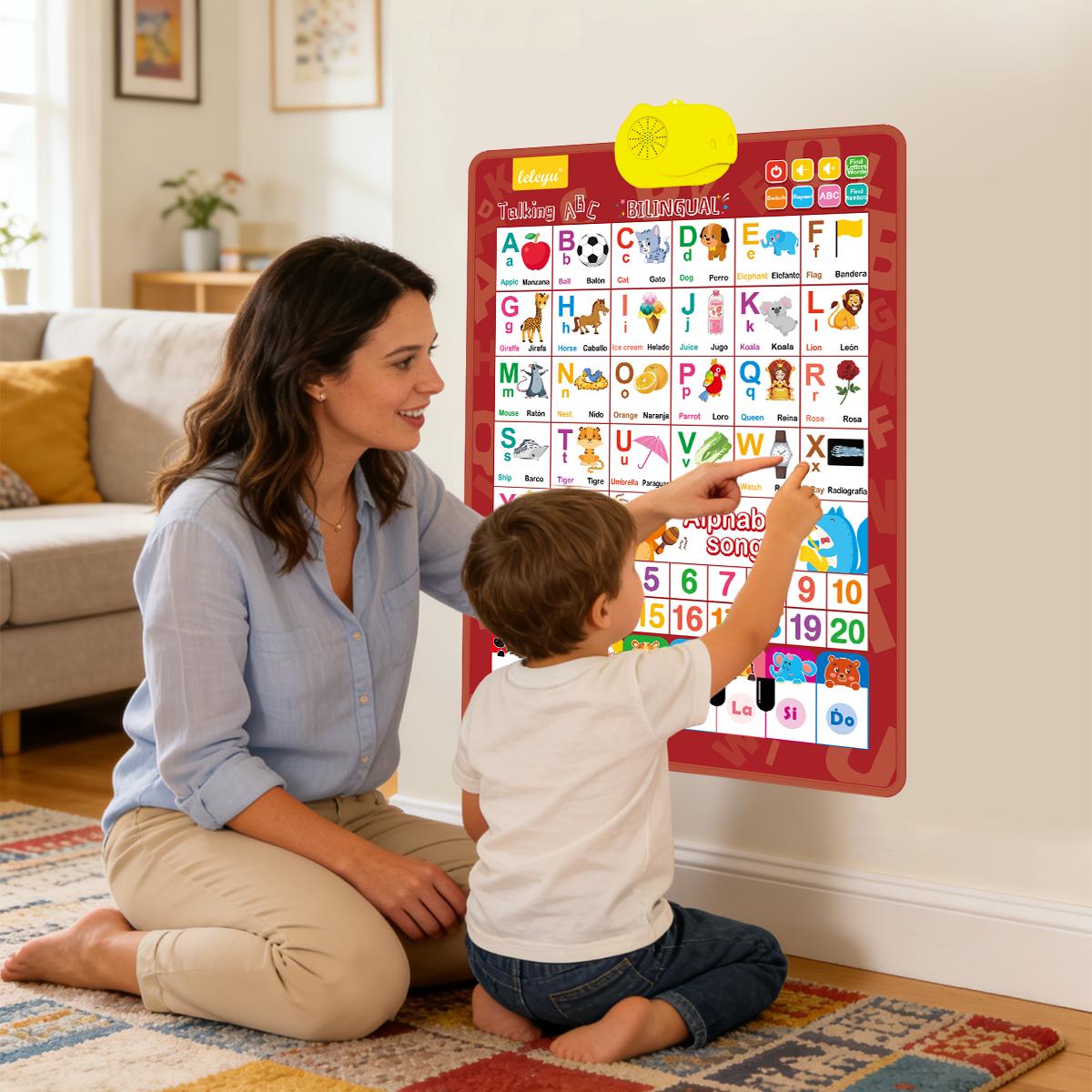 English-Spanish 26-Letter Family Education Wall Chart Point-and-Read DeviceChildren's Early Education Learning Machine Electronic Educational Equipment Homework Machine