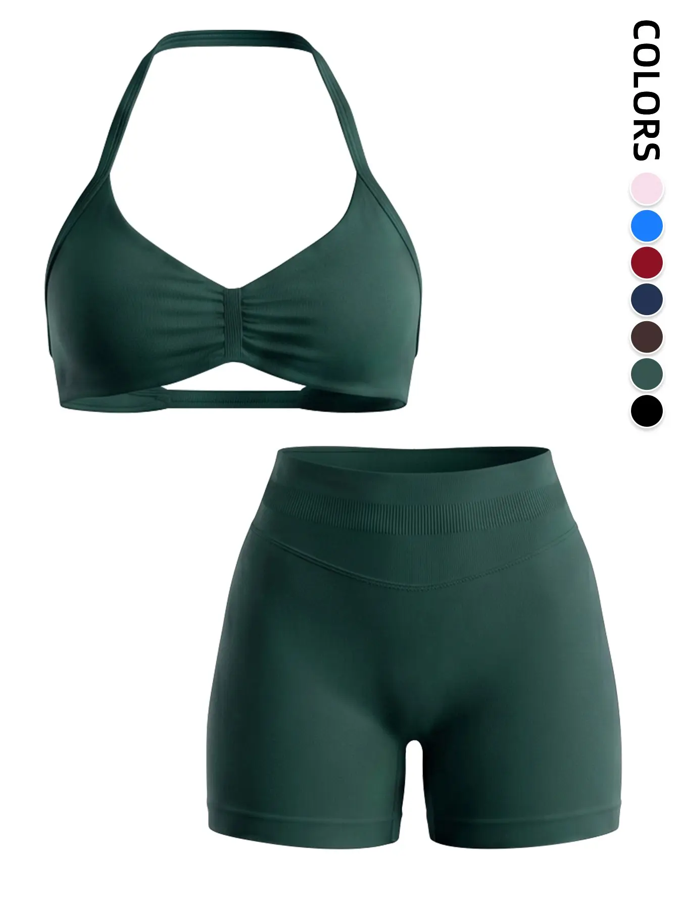 Summer Halter Bra and Shorts Set, Seamless Shaping Gym Wear, Strong Support, High Elasticity, Ideal for Women, Perfect for Fitness, Fitness Gymwear
