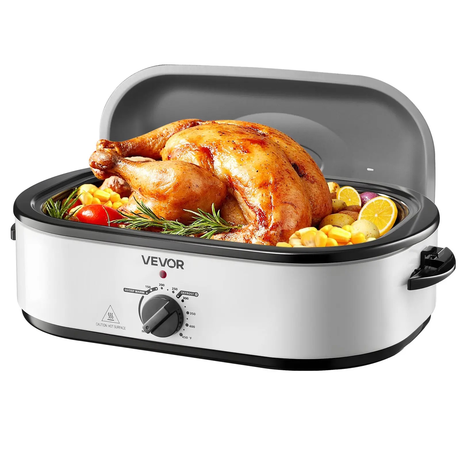 【DealsForYouDays】VEVOR Roaster Oven, 18QT Electric Roaster Oven, 150-450 Adjustable Temperature Electric Roasting Pan, Multifunctional Electric Roasters Oven with Self-Basting Lid, Removable Pan and Rack for Holiday