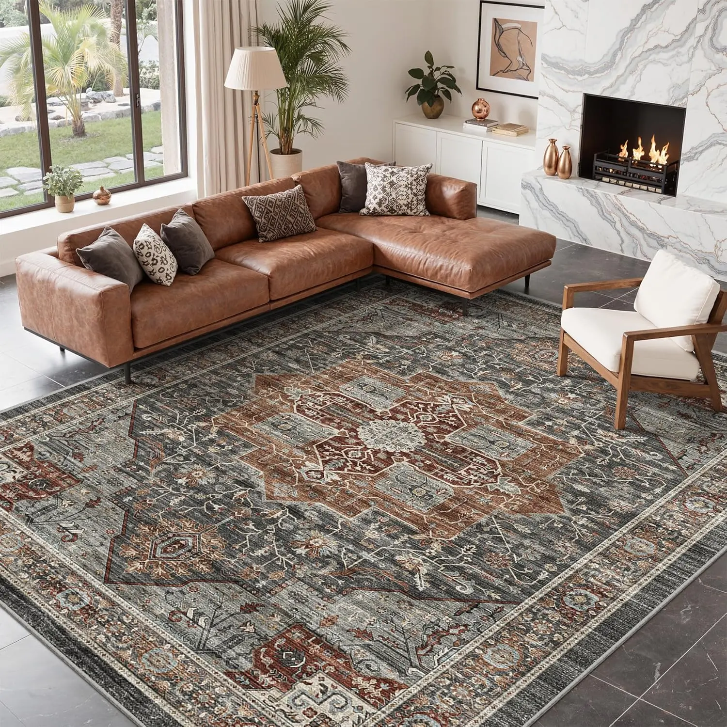 ComiComi Luxury Vintage Medieval Aesthetic Rugs, Machine Washable, Stain-Resistant, TPR With Non-Slip Backing, Rugs for Living Room,Bedroom, Kitchen, Perfect For Pets&Kids, Home Decoration, Decor for