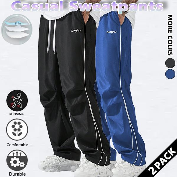 Loose Fit Men's Trousers with Grey Side Stripes and Gold Trim Stripes Comfortable Design Sports and Casual Style Bottoms Sweatpants Fitness Wear Fashionable and Versatile