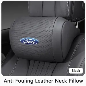 Napa Leather Car Neck Pillow Seat Headrest Pillow Auto Cloud Cotton Protector Cushion Fits For Ford Focus Fiesta Mondeo Explorer Transit Escape Puma Kuga MK2 Auto Interior Accessories