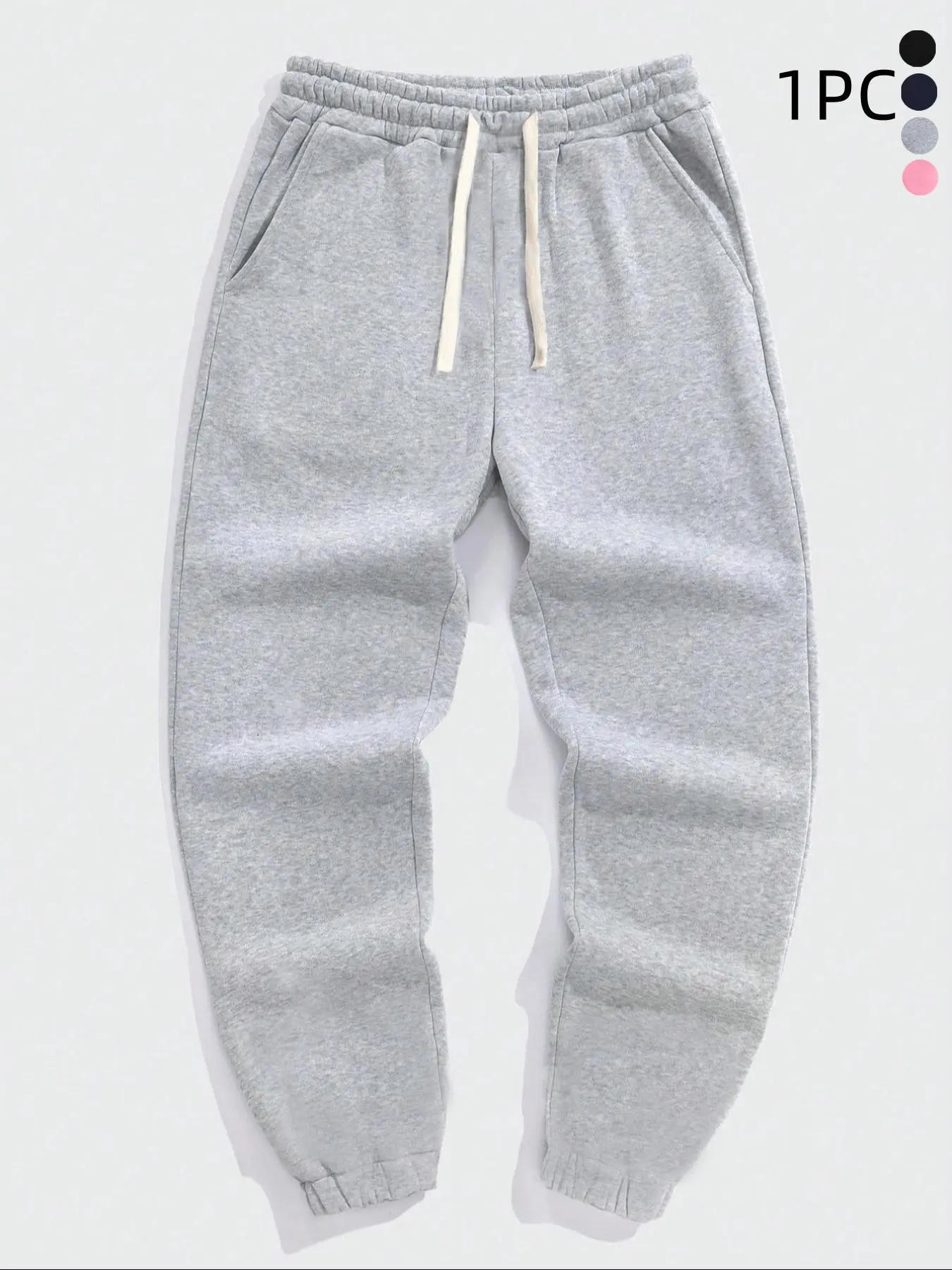 Men's Casual Fleece Drawstring Pants, Comfortable Warmth for Daily Wear, Sports & Outdoor Activities, Men's Jogger Sweatpants, Casual Sportswear Pants