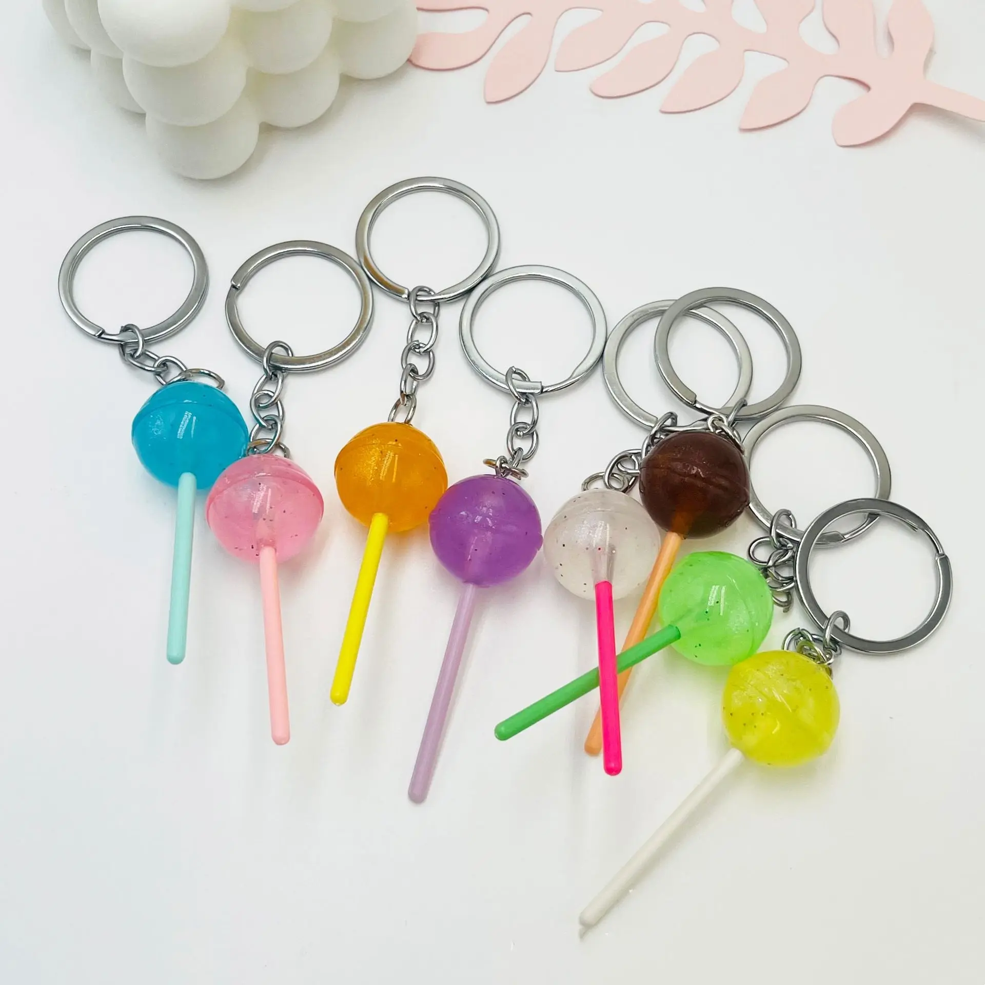 Glitter Lollipop Alloy Keychain, Cute Candy Shaped Bag Charm, Lovely Round Lollipop Accessory, Stylish Daily Decor for Ladies,Cute Round Candy Shaped Bag Charm, Lovely Fashion Accessory for Ladies