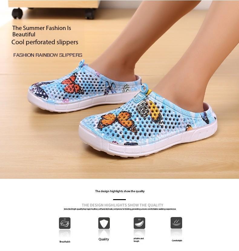 Butterfly Print Mesh Clogs for Women, Breathable Slip On Mules, Lightweight Non Slip Casual Summer Sandals, Cute Comfortable Nursing Shoes for Indoor Outdoor Beach, Trendy Aesthetic Footwear