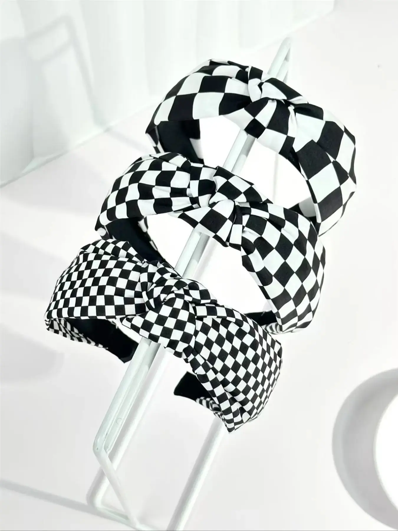 Elegant Women's Fabric Hairbands Set, Solid Color & Plaid Patterns, Wide Brim Knot Design, Perfect for Daily Wear, Headbands Women, Knotted Headband, Accessories