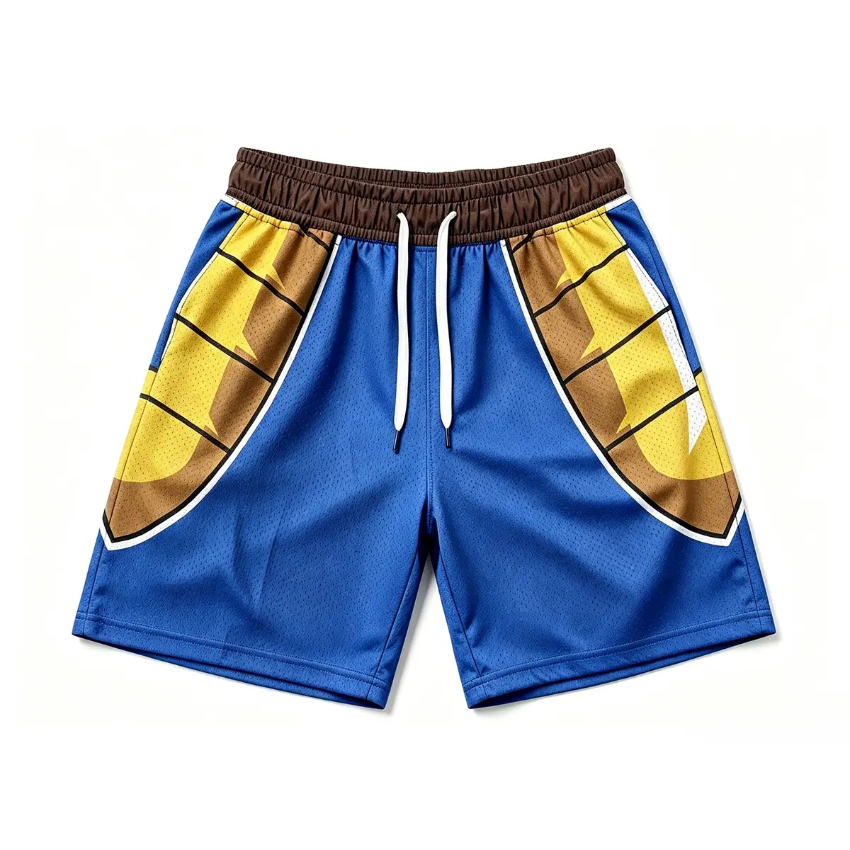 Vegeta Battle Suit V2 Anime Shorts Royal Blue Unisex Sports Double-Layered Inner Shorts Full Print Drawstring Design Men Women Mesh Basketball Shorts 4 Pockets 5.5 Inseam S