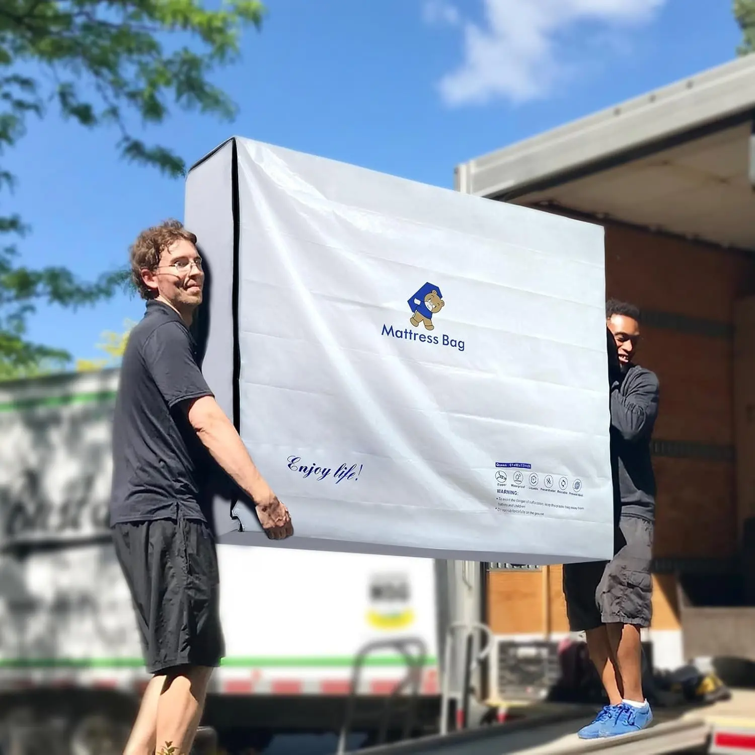 6 Mil Waterproof Zippered Plastic Mattress Bag for Moving and Storage, Full Size Mattress Protector Cover - Moving SuppliesGift