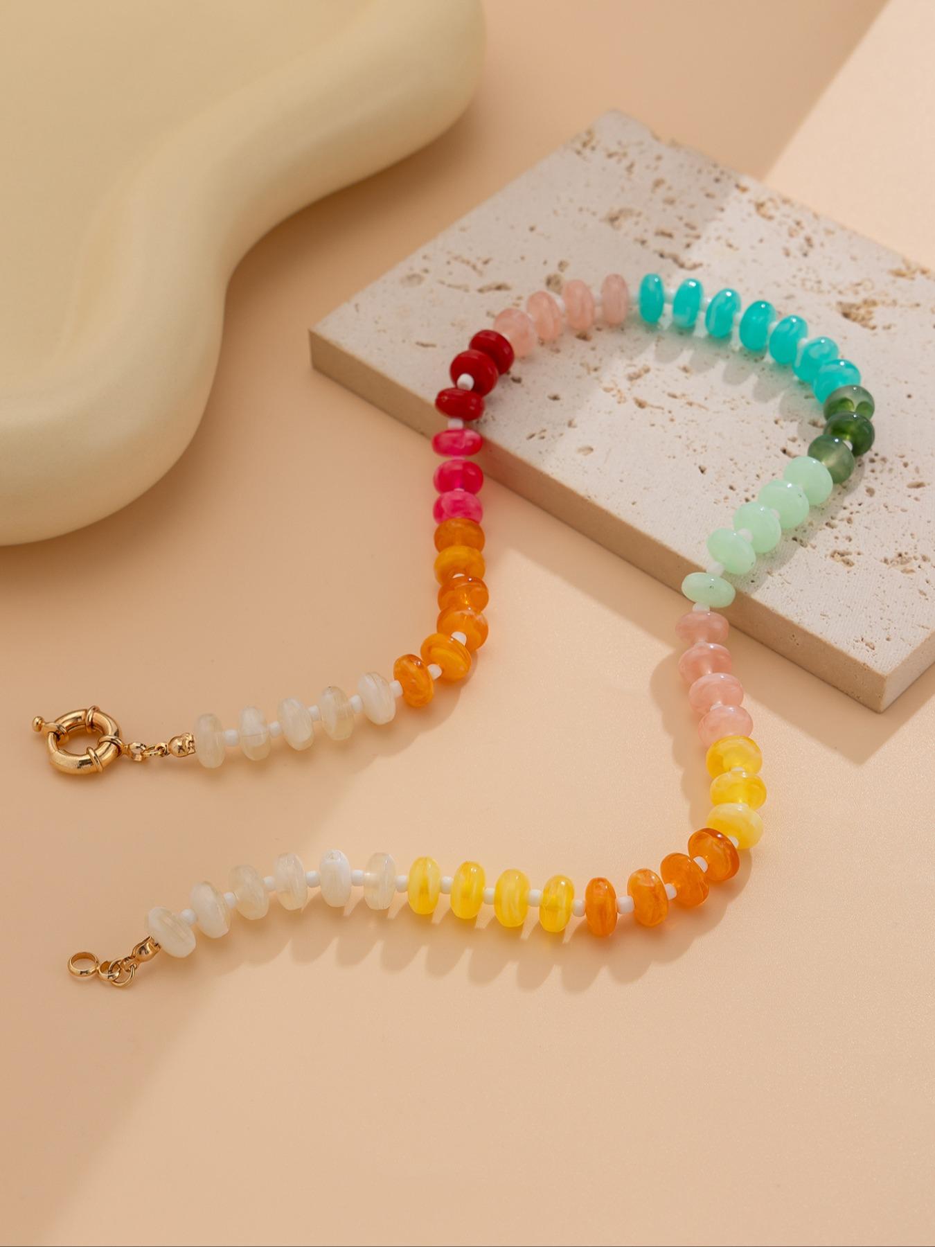 Chic Beaded Necklace for Women, Elegant Multicolor Jewelry, Perfect Gift for Holidays & Birthdays, Stylish Accessory for Parties, Modern Versatile Accessories