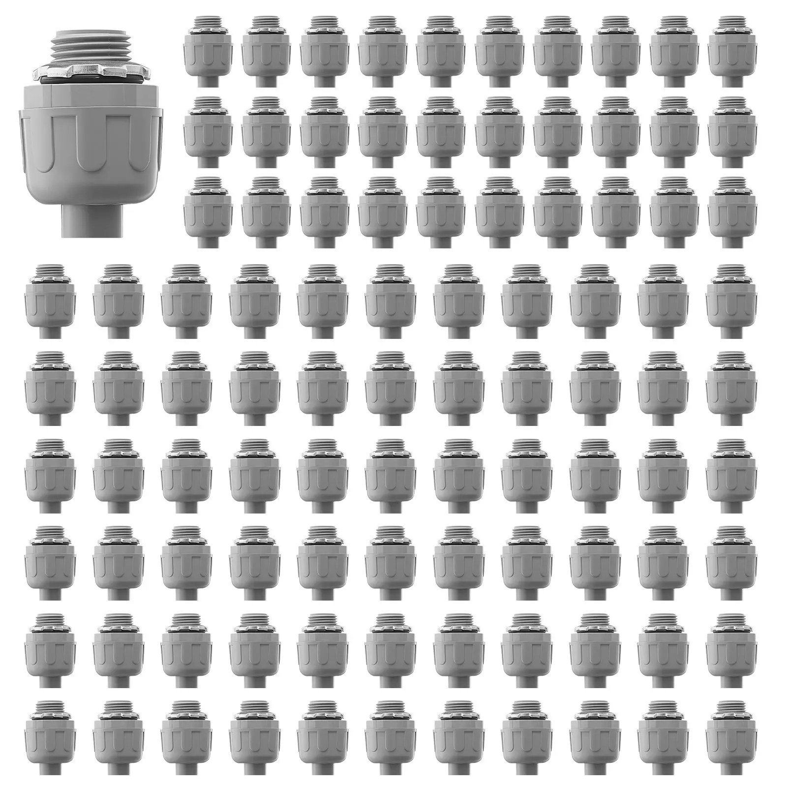 VEVOR 1/2 in Non-Metallic Liquid Tight Conduit Fitting Connectors, 100 Pcs PA6 Nylon Secure Fit Electrical Conduit Connectors (DealsForYouDays Promotion)