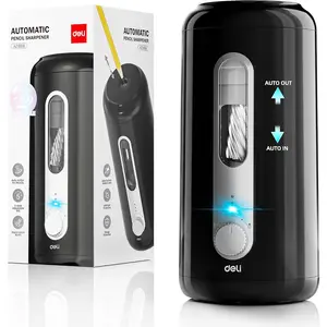 Rechargeable Fully Automatic Electric Pencil Sharpener, Auto In & Out Hands-Free, Fits 6.9-10.8mm Colored/Jumbo Pencils for Classroom Home Office, Black