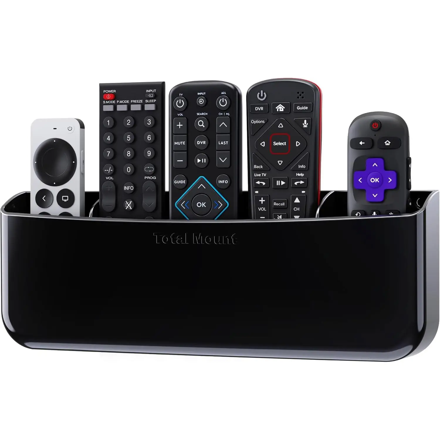 Drop-Free Remote Holder – Removable Adhesive Strips – Pro Black
