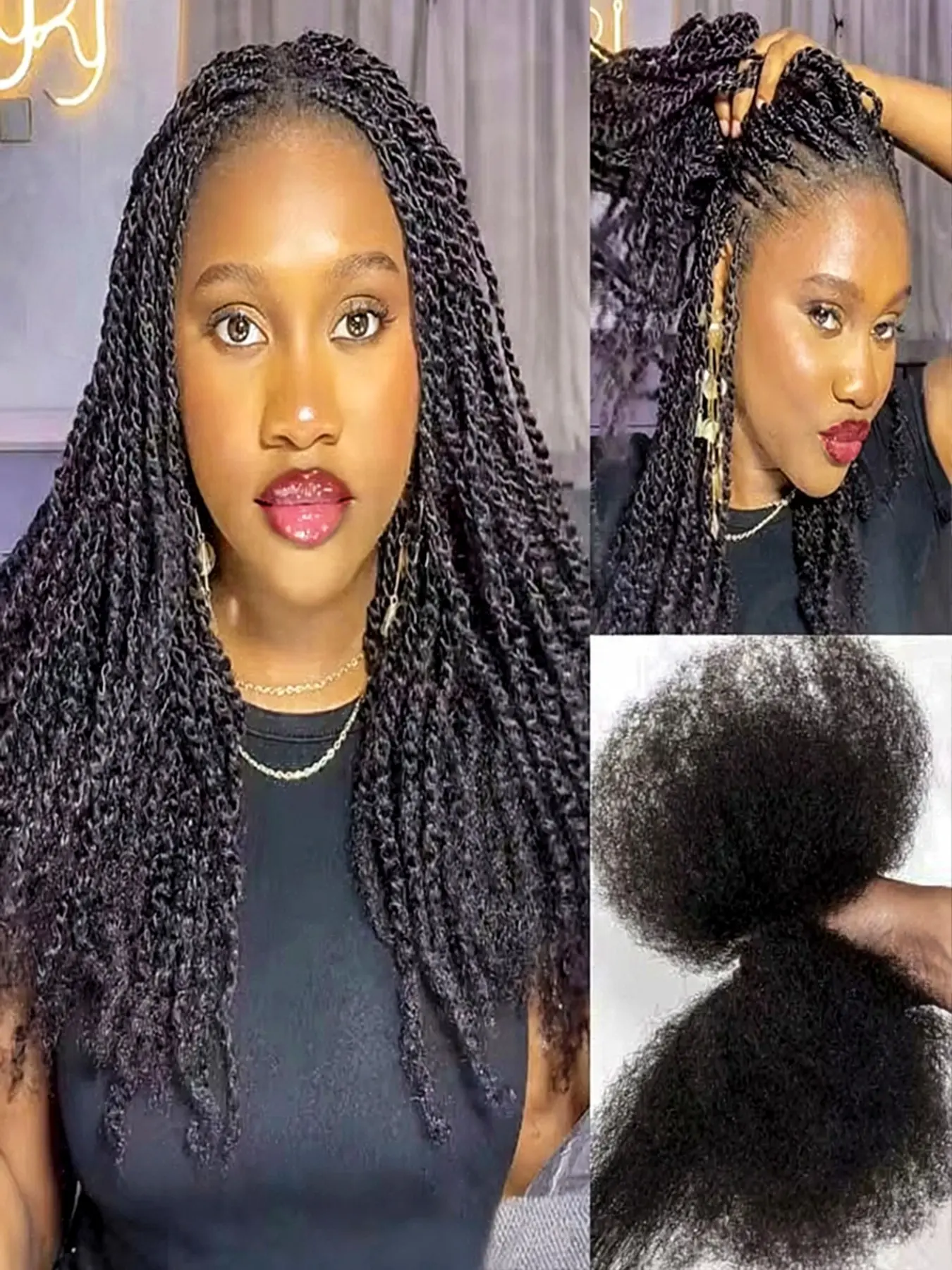 Human Hair Afro Curly Kinky Bulk 30g Natural Color, Soft Human Bulk Hair For Braiding, Twist Micro Locs Protective Hairstyles