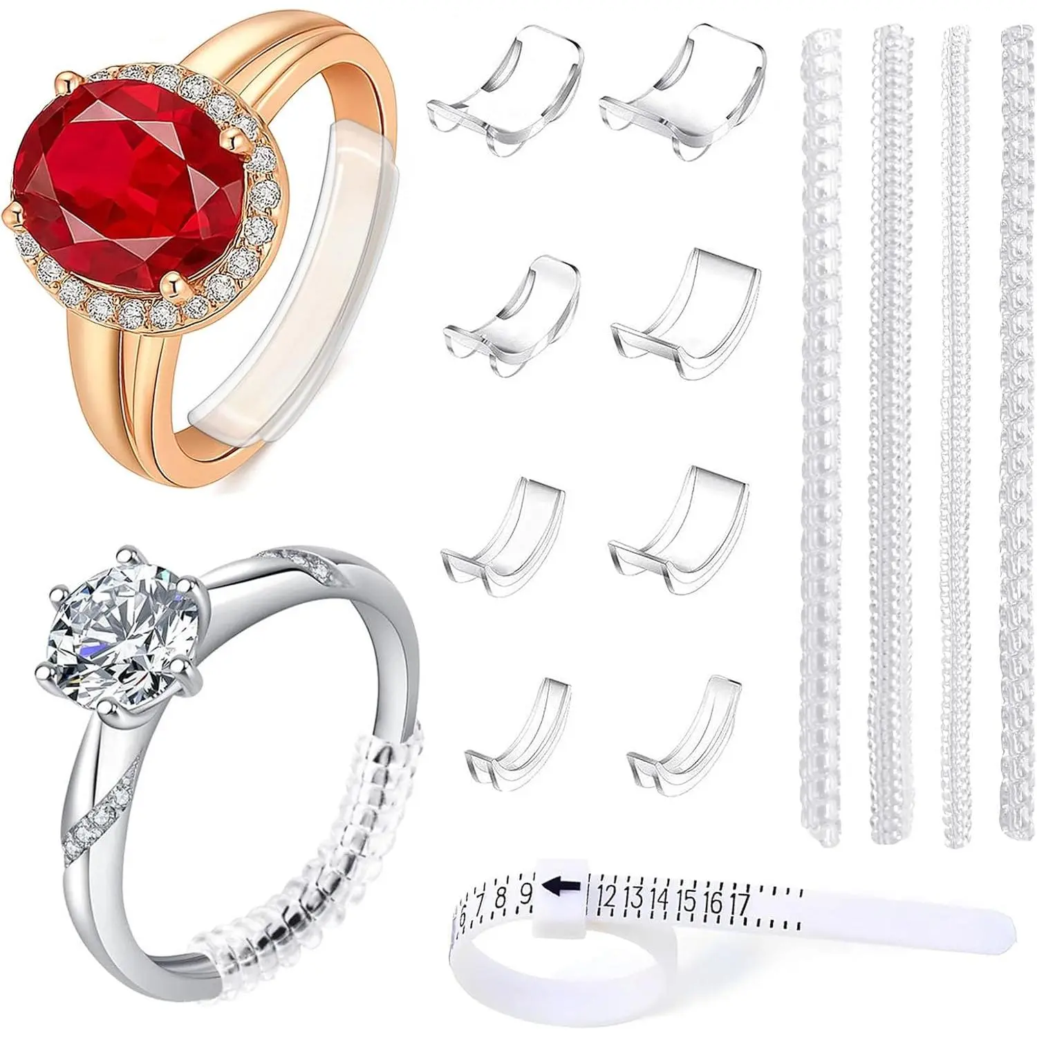 Ring Size Adjusters for Loose Rings, 12 Pack Ring Guards, Clear TPU Resizer
