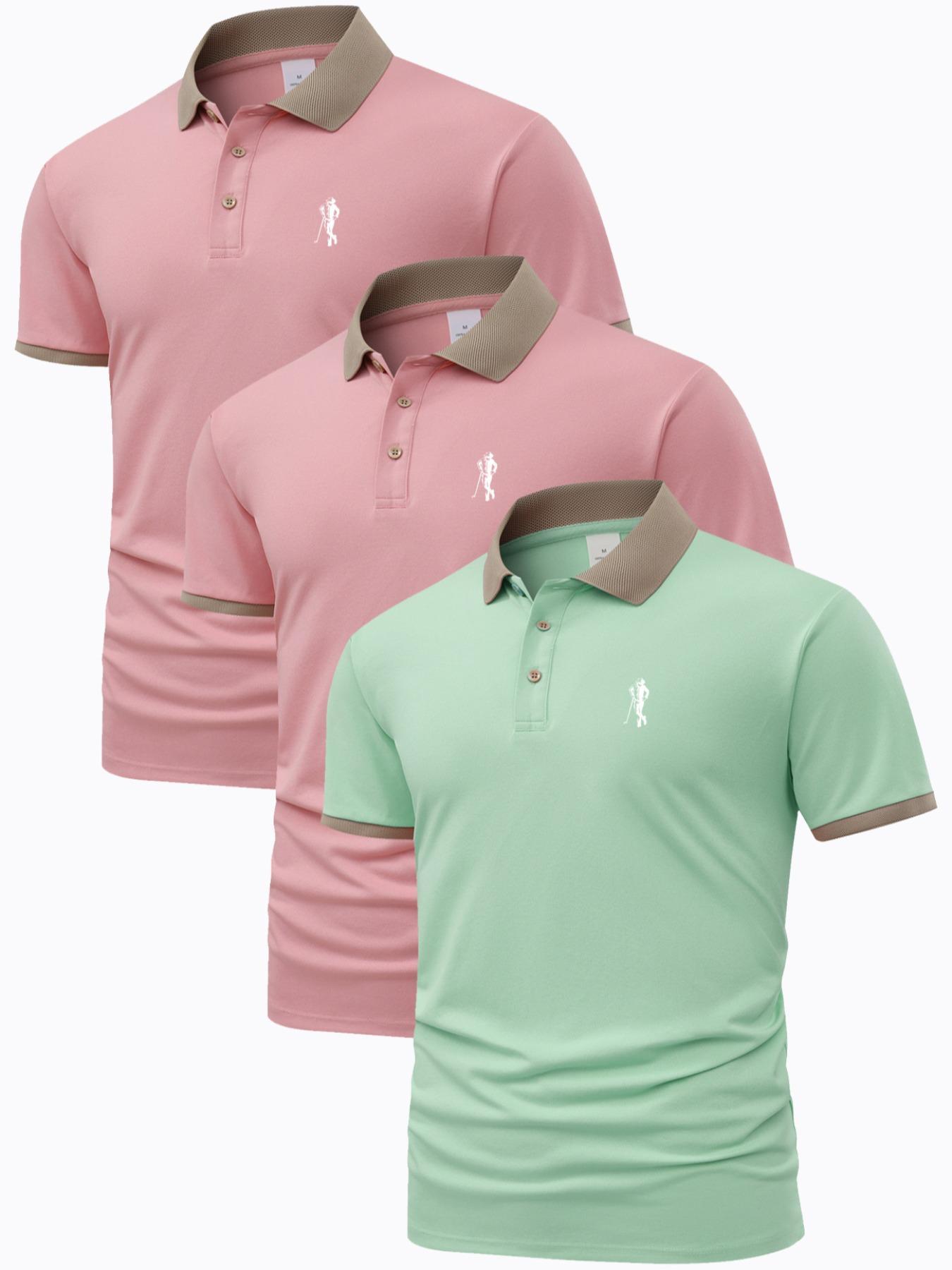 Men's Contrast Binding Short Sleeve Polo Shirt, Regular Fit Casual Graphic Top for Summer, Men's Clothes for Daily Wear, Polo Tees