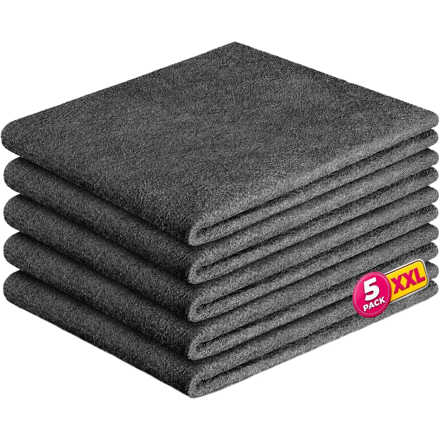 5 Pack Microfiber Cleaning Cloths, Streak Free Lint Free Reusable Glass Towels, Works with Water for Kitchen Cleaning, Stainless Steel, Windows and Car