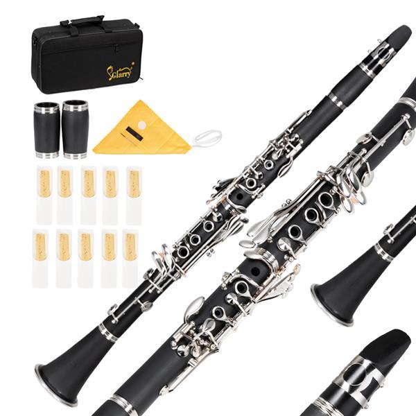 Beginner Bb Clarinet – 17 Keys Black Clarinet with 2 Mouthpieces & Connector, Easy to Learn，clarinet player Chrome Durable Oboe Instrument Bamboo Flute Fathersdaygift