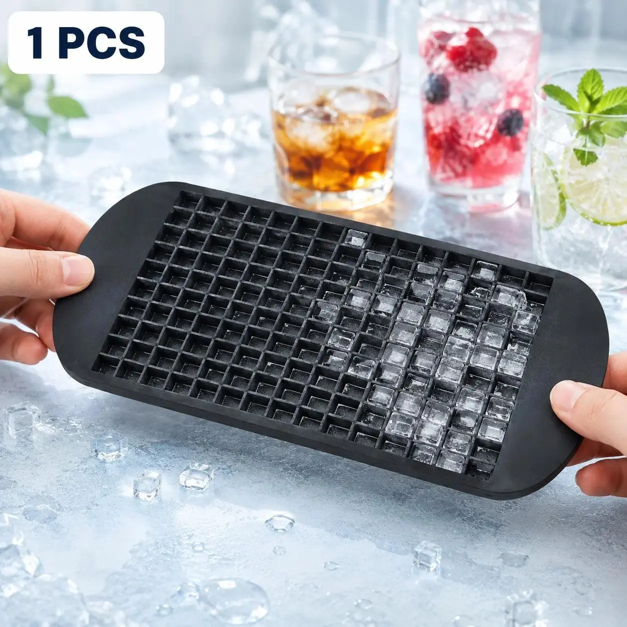 160-Cavity Silicone Mini Ice Cube Mold, Small Square Ice Tray for Drinks & DIY