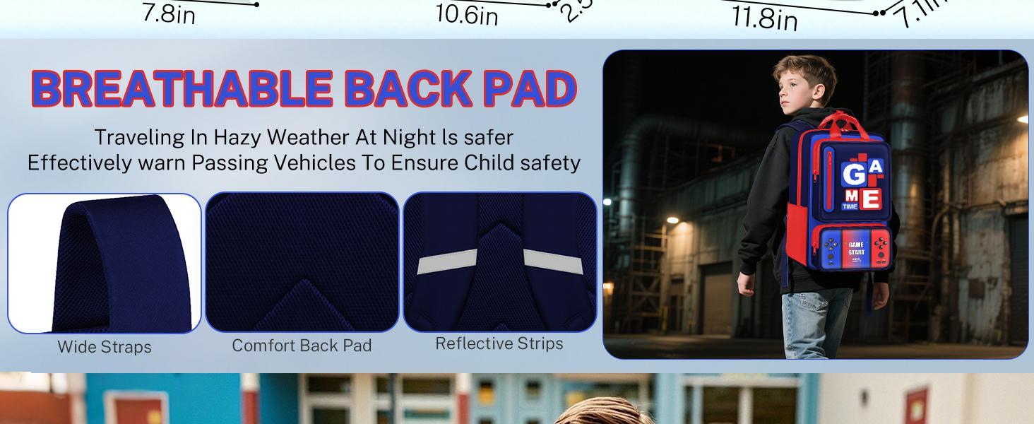 School Backpacks for Boys - 3PCS Gamer Boys Backpack with Lunch Box Set,Multifunctional Bookbag for Kids Teens Elementary Middle High School,17" Bookbag for Travel and Daily Use